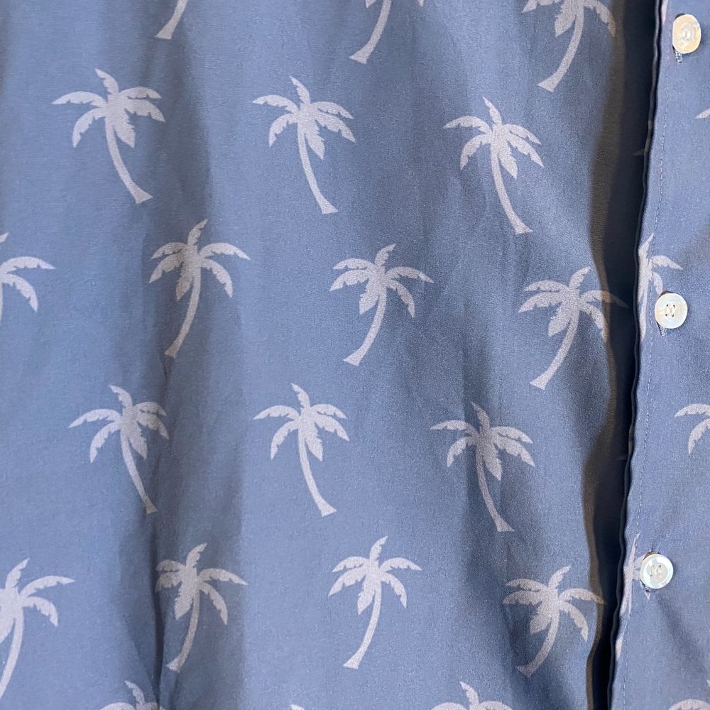 Blue Palm Tree Button Down Shirt - Picture 3 of 4